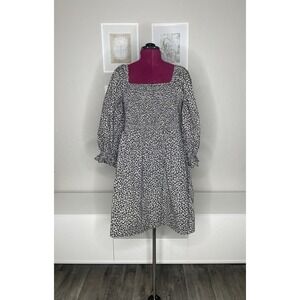 Madewell Lucie Mini Dress Women's‎ XL Elbow Sleeve Smocked Parisian Ditsy